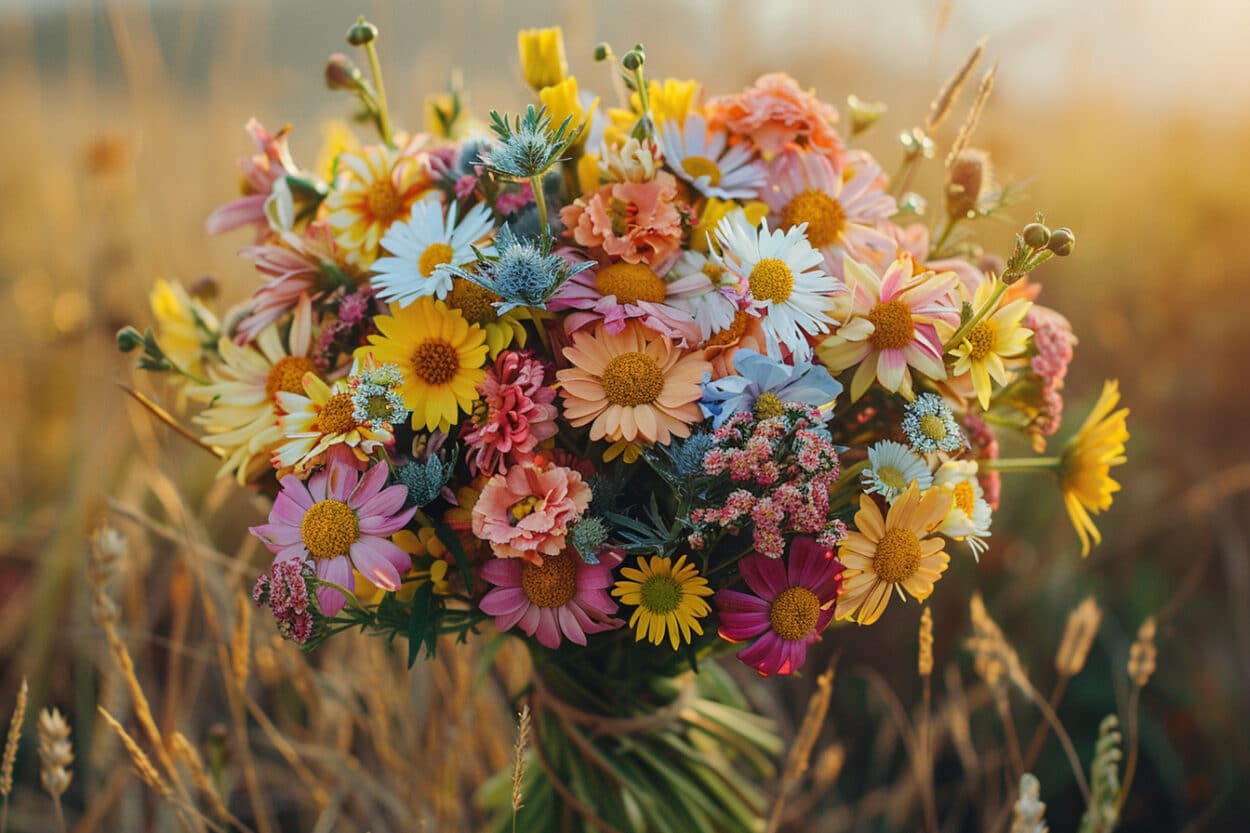 Mariage coloré : sélection de fleurs de saison et locales