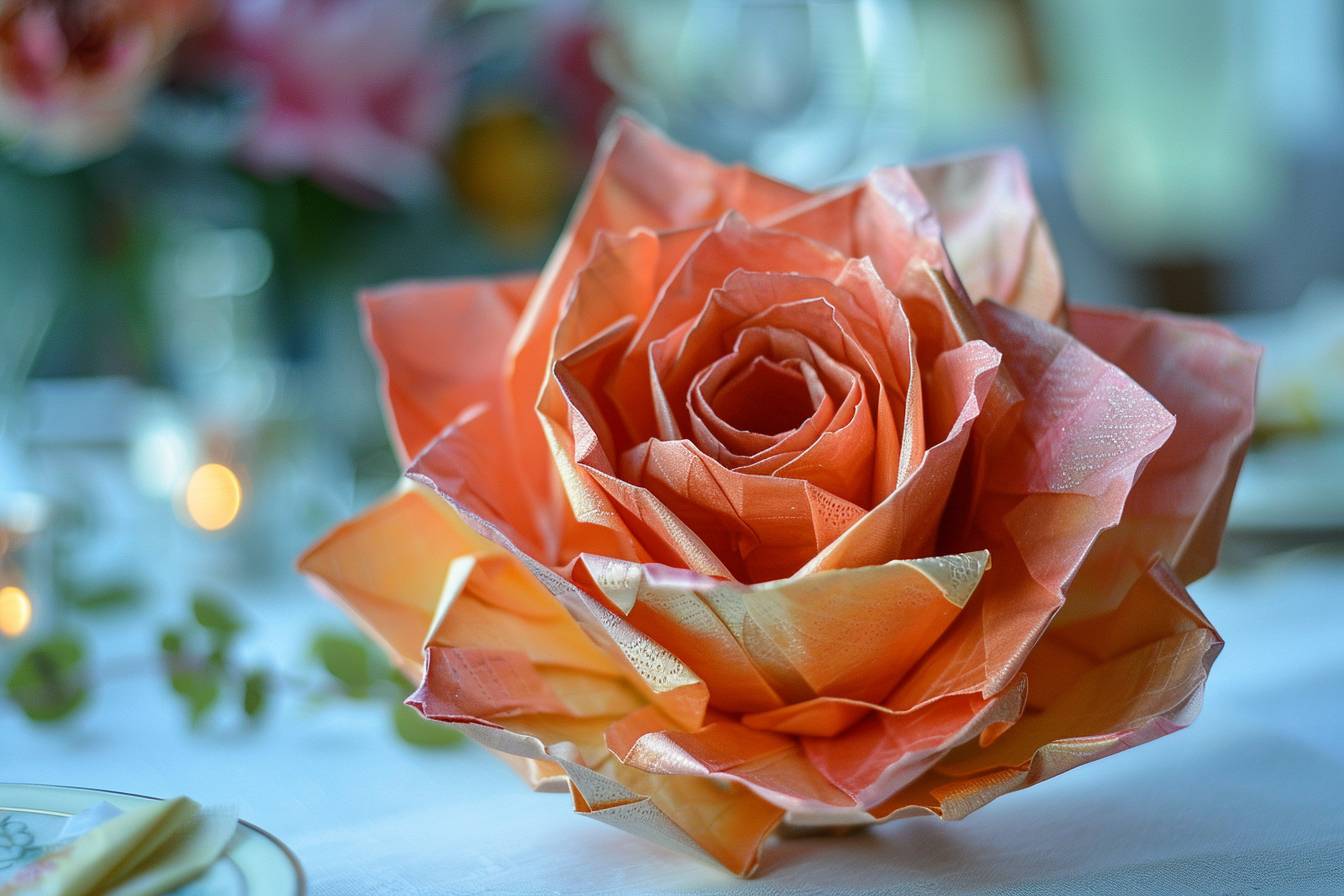 Comment créer une élégante rose en serviette en papier pour sublimer votre déco de mariage
