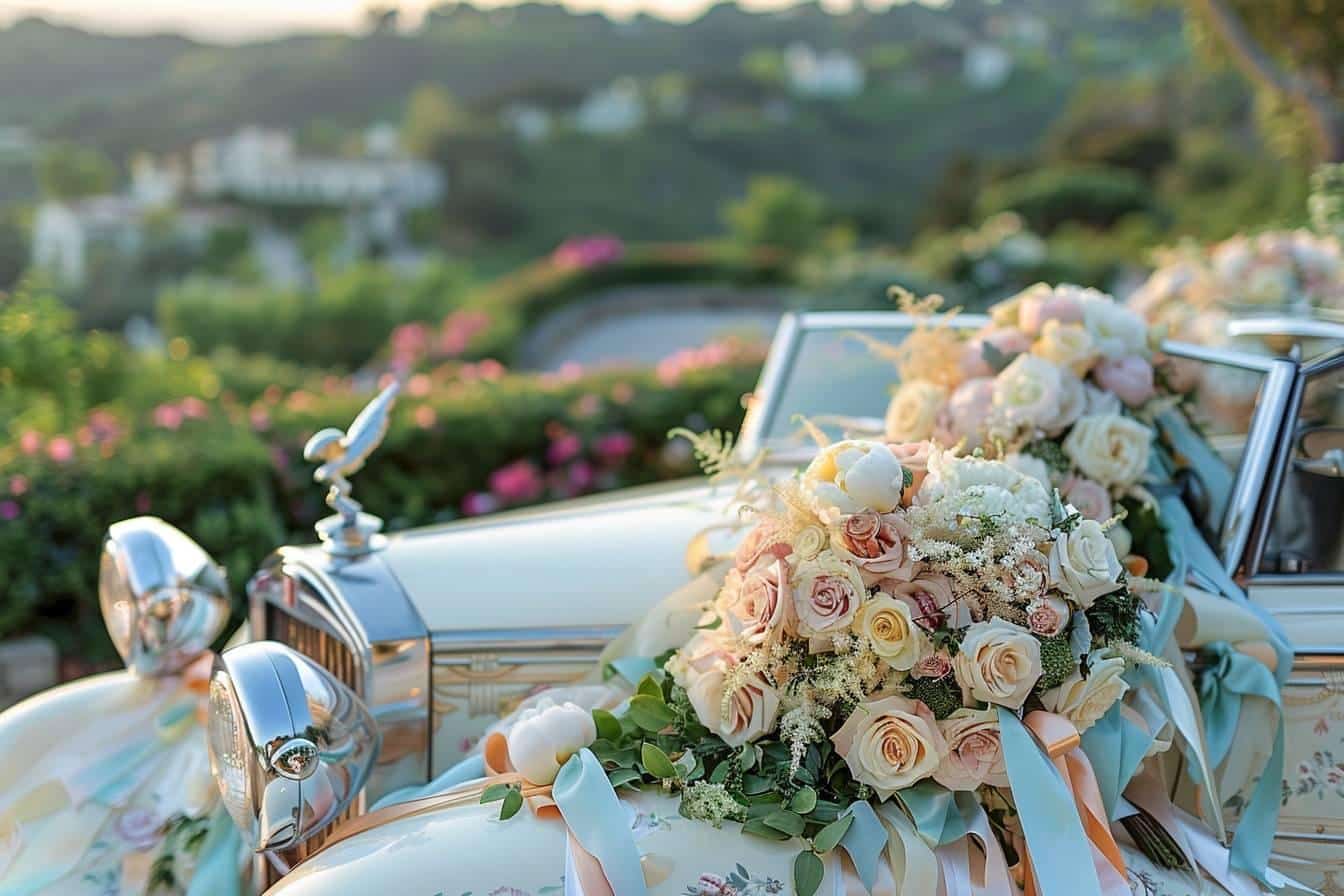 Des idées élégantes pour la décoration d’une voiture de mariage qui fera sensation