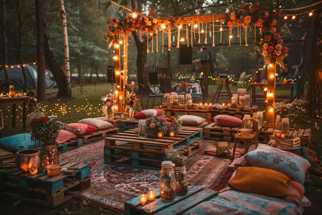 Idées créatives pour une déco de mariage avec des palettes