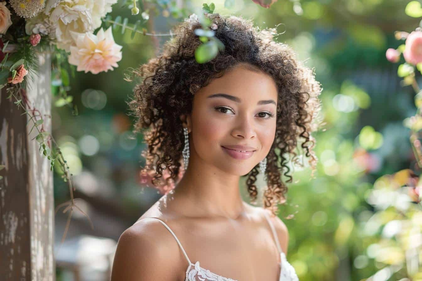 Sublimez vos cheveux crépus mi-longs avec ces coiffures de mariage élégantes