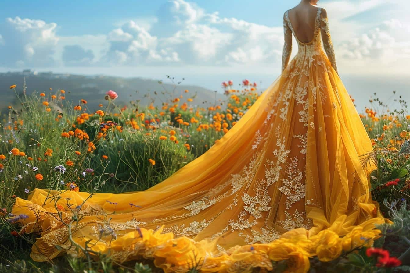 Découvrir la signification d’une robe de mariée jaune pour votre grand jour