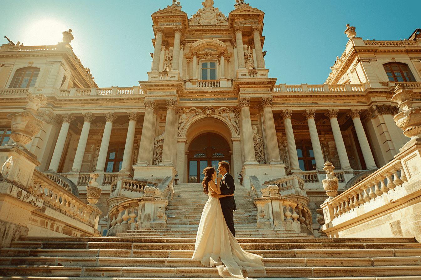 Demande en mariage romantique sur les marches de la mairie de Caussade