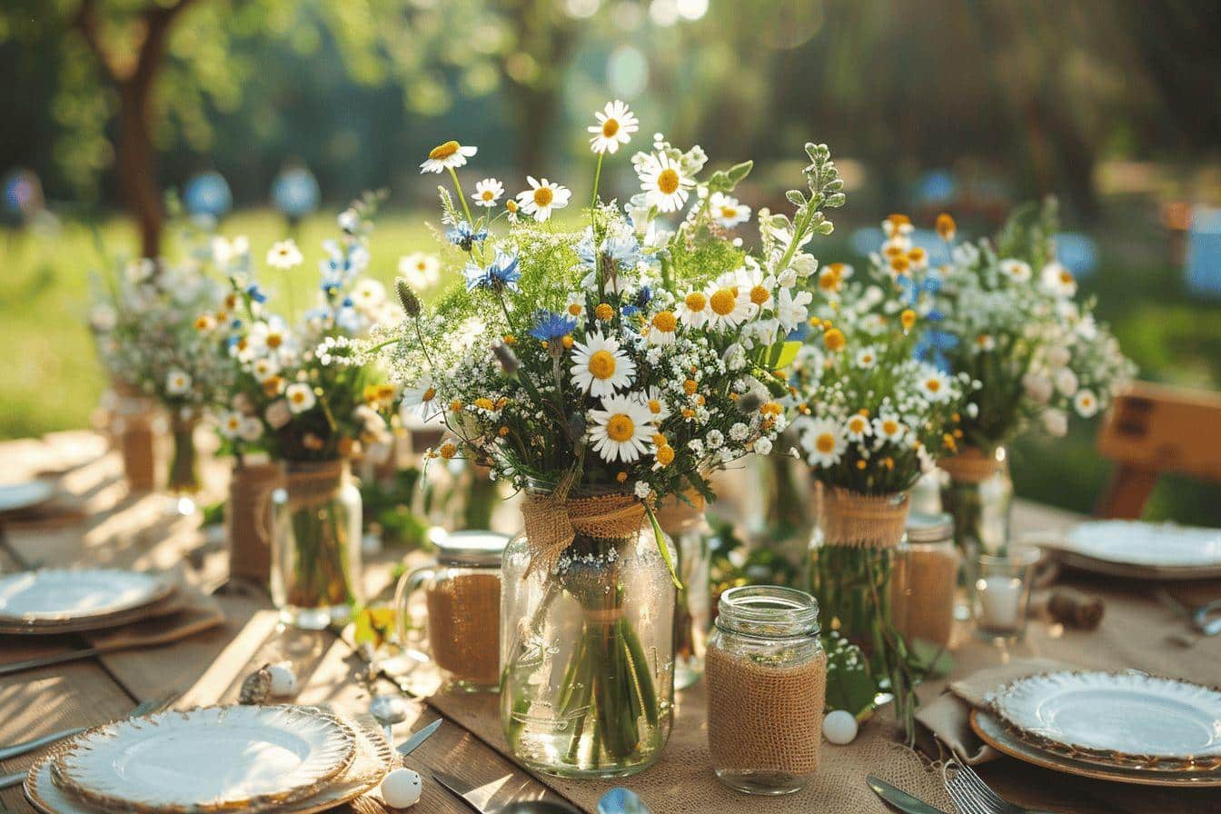 Idées créatives de centre de table pour un mariage champêtre
