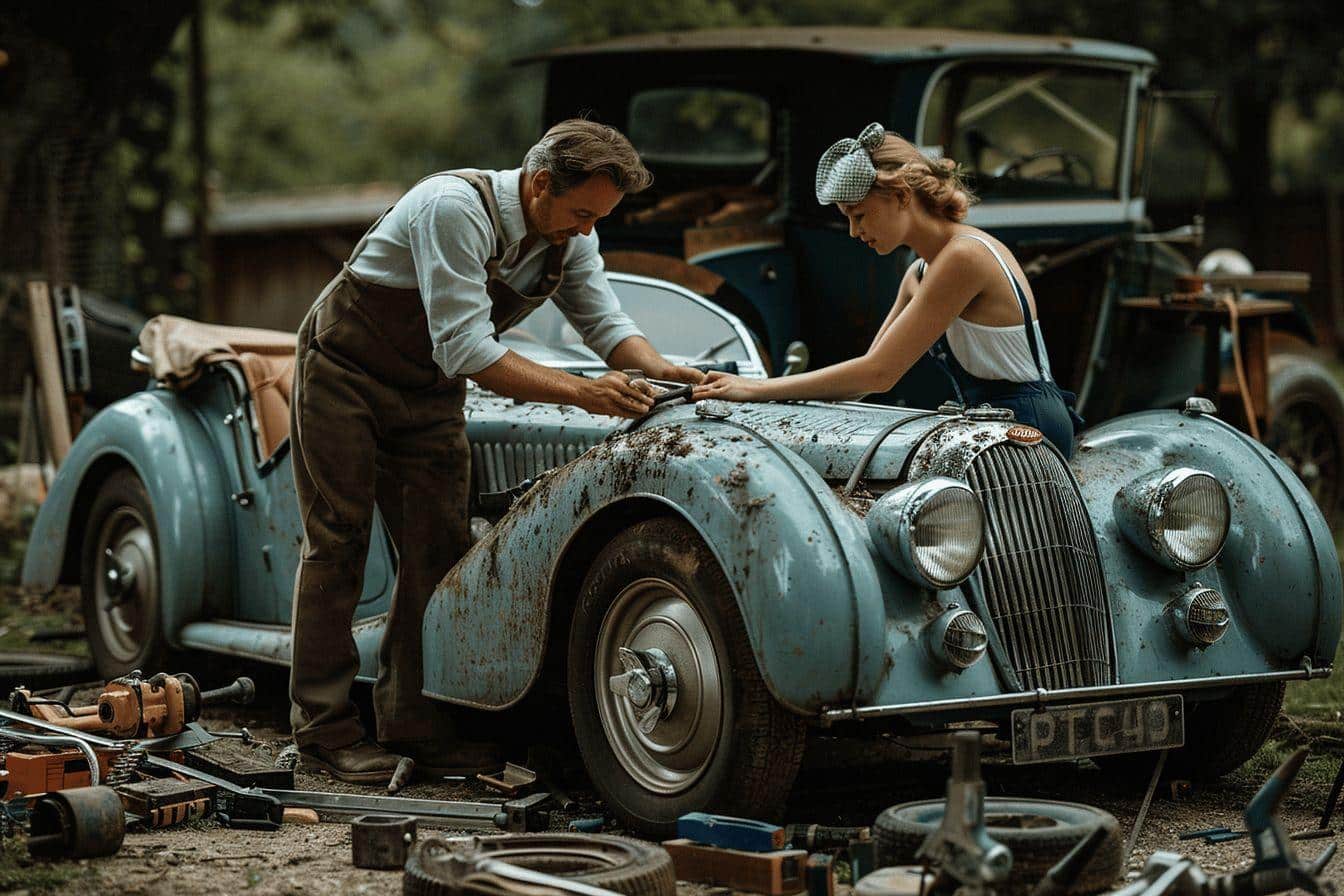Un couple rénove une traction avant pour leur mariage près de Vire Normandie