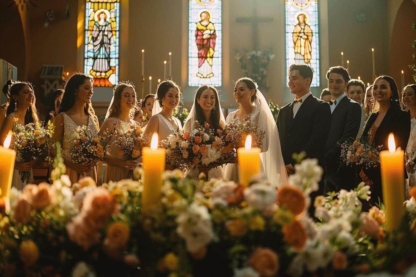 Célébration collective pour 11 anniversaires de mariage en église