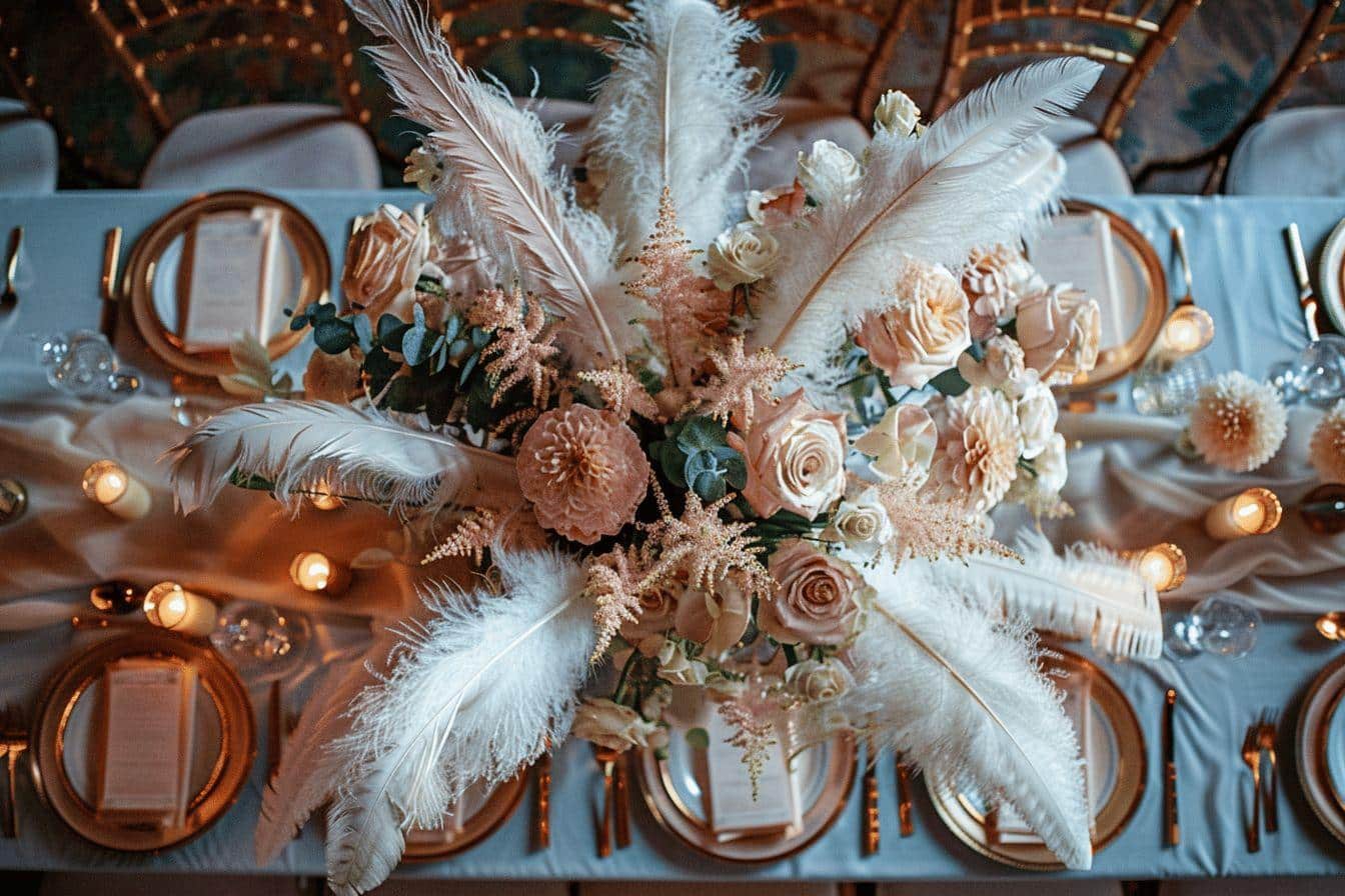 Idées créatives pour intégrer des plumes à votre mariage élégant