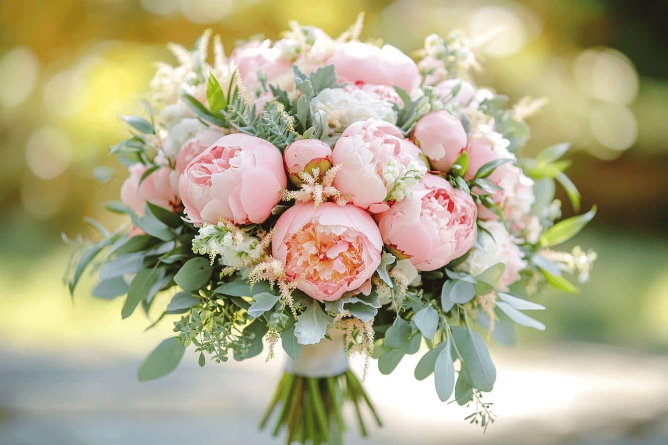 Créer un bouquet de mariée champêtre avec des pivoines en 5 étapes