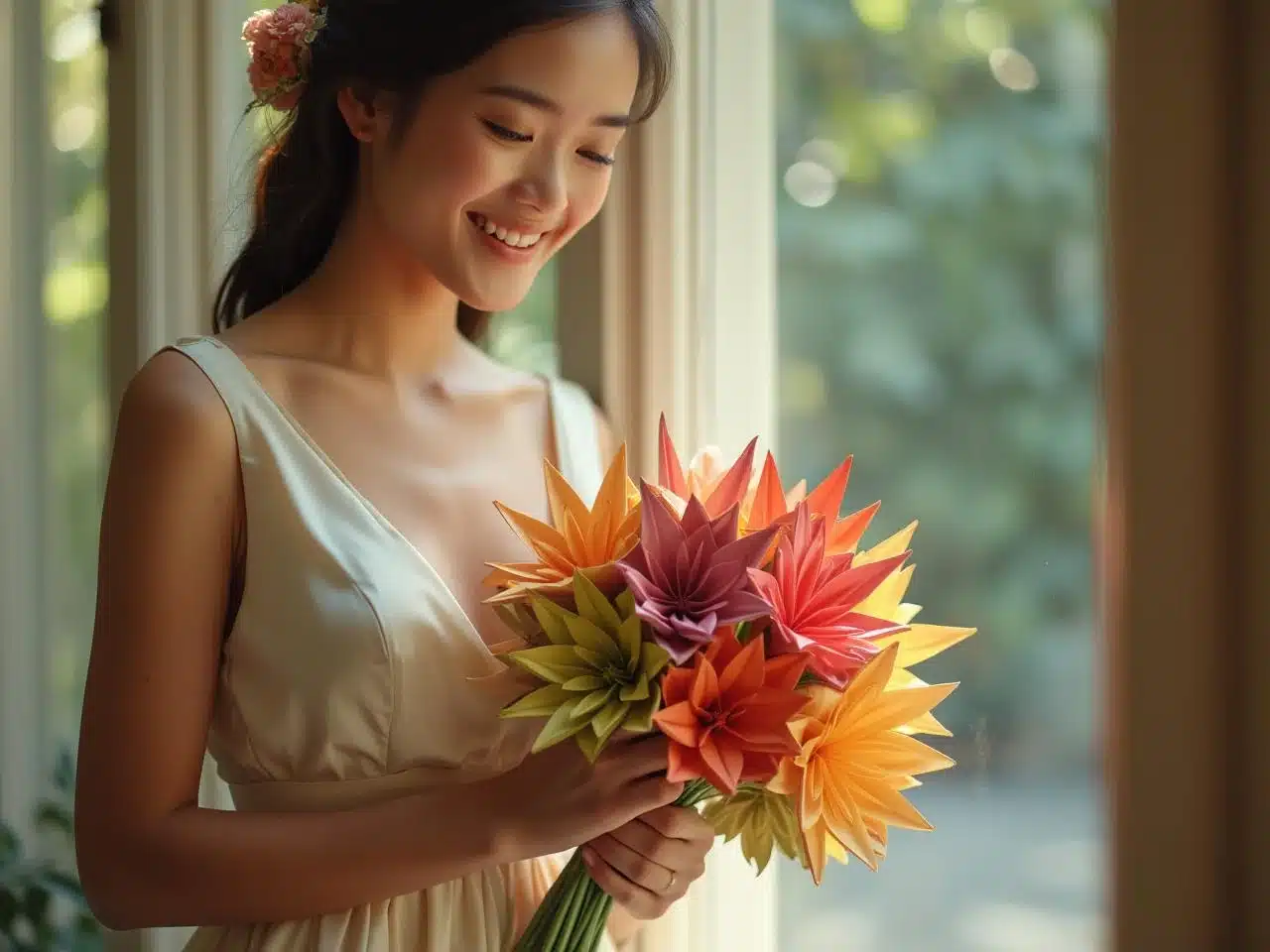 Photo bouquet-mariage-origami-tendance-durable