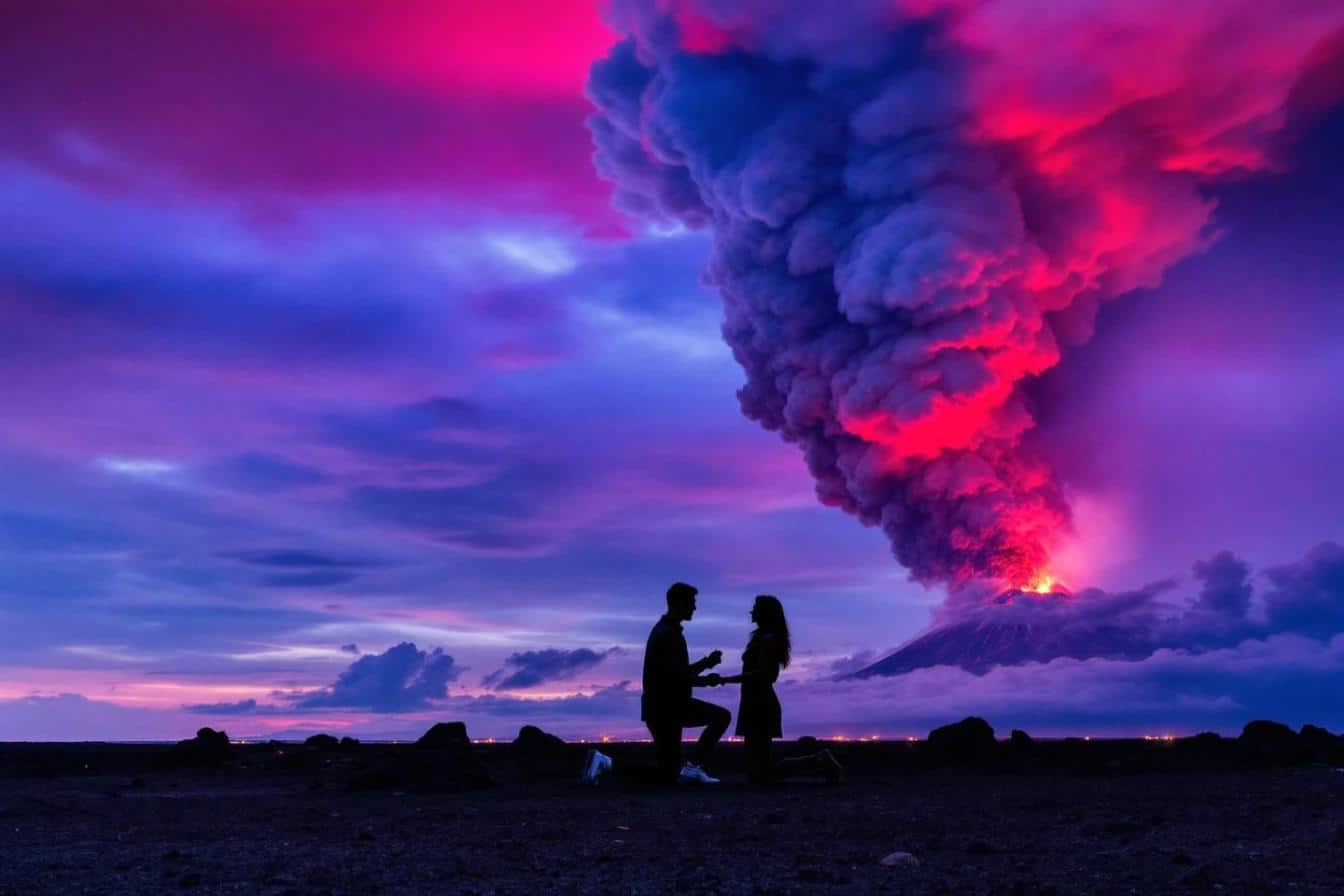 Demande en mariage explosive au Guatemala devant un volcan en éruption