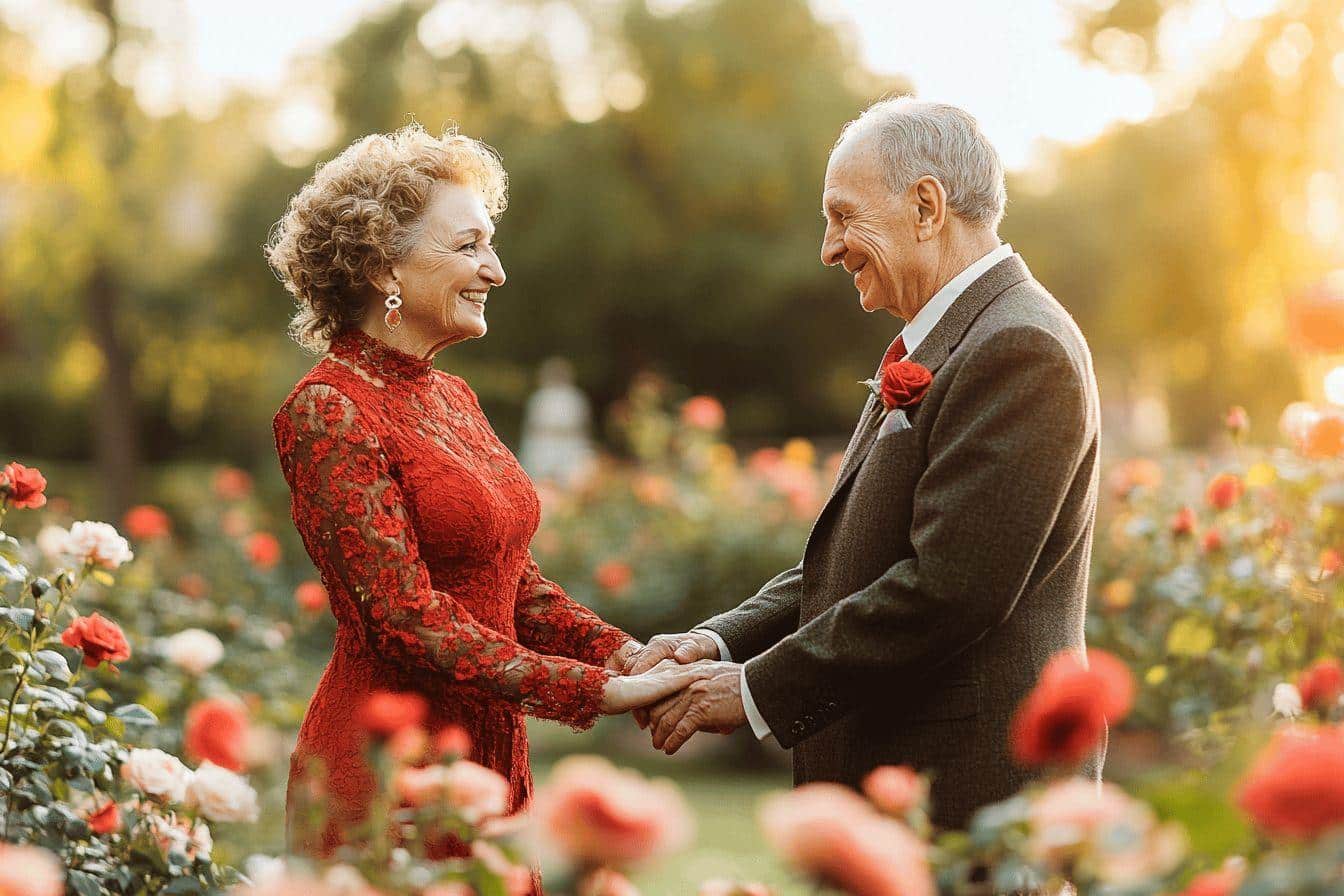 70 ans d’amour après un coup de foudre en robe rouge