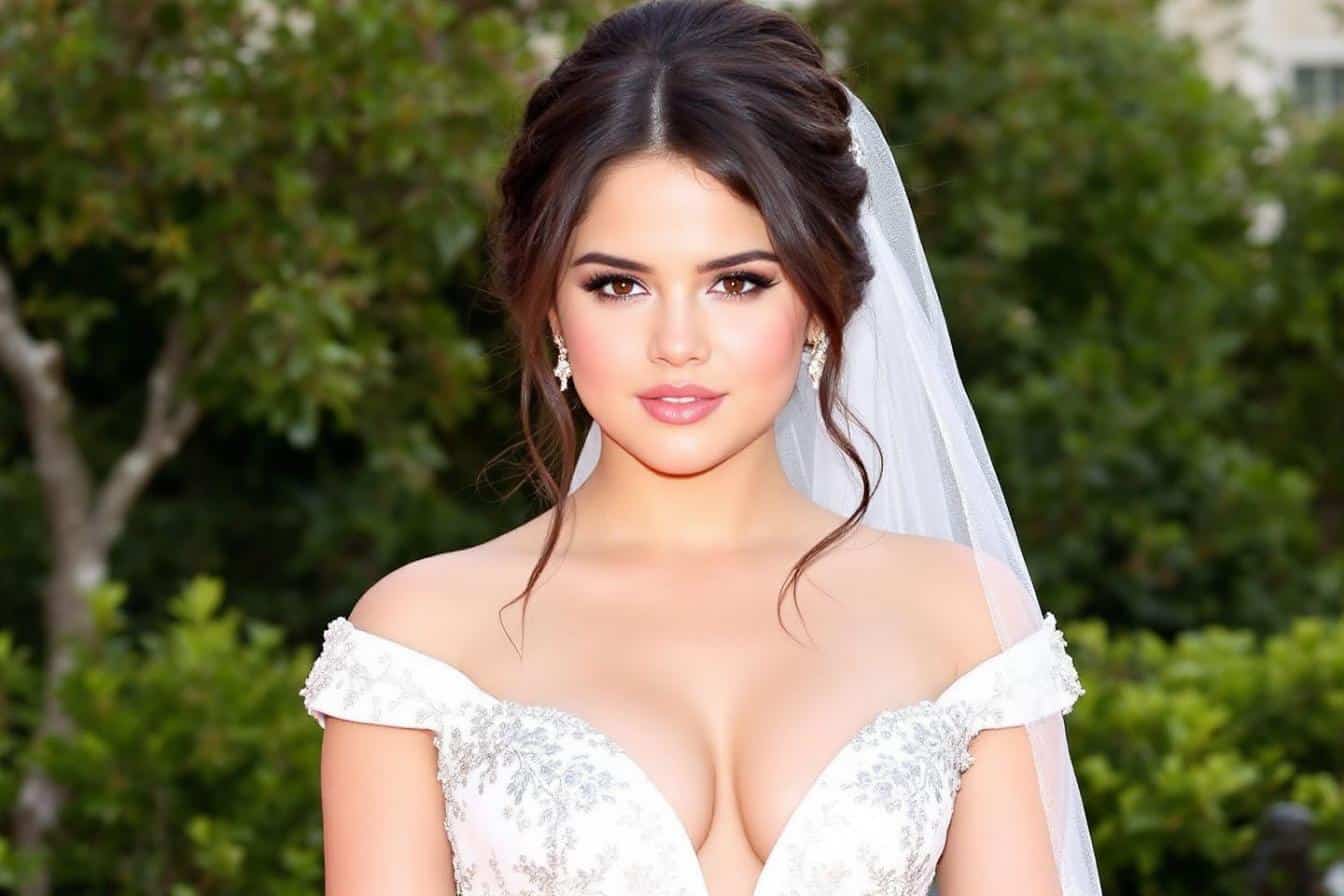 Selena Gomez rayonne dans une élégante robe de mariée