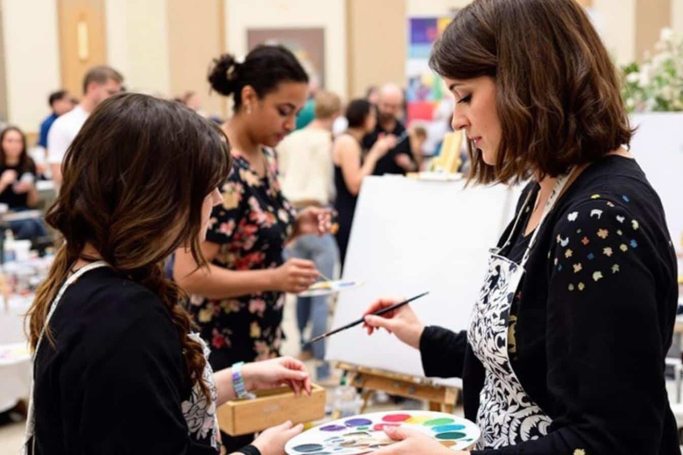 Artiste peint les invités en direct au salon du mariage d’Alençon