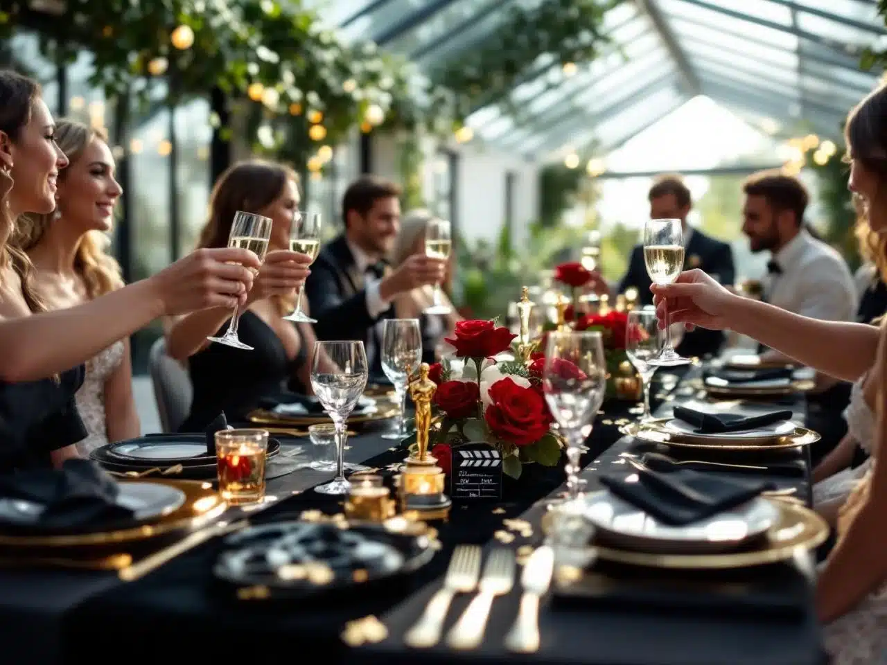 Photo chemin-table-cinema-mariage-glamour