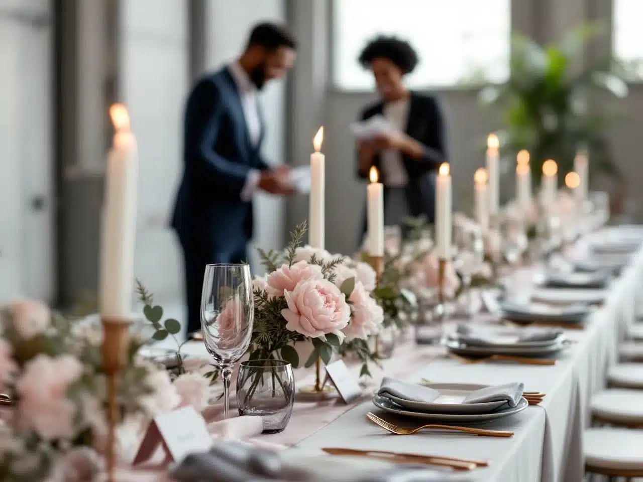 Photo deco-table-gris-rose-mariage