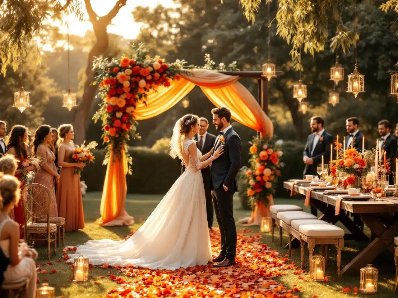 Photo decoration-mariage-orange-or