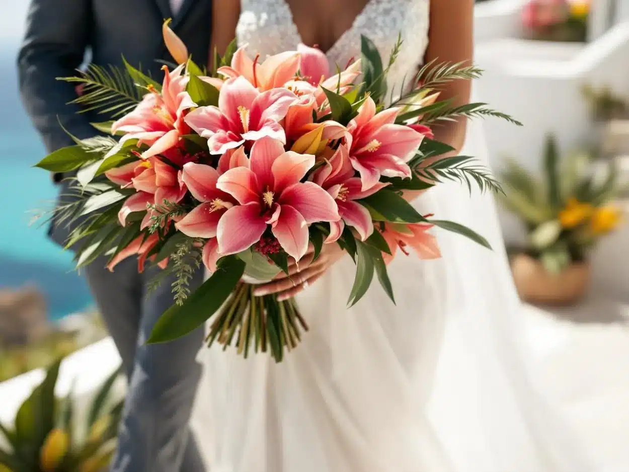 Photo bouquet-fleurs-tropicales-mariage