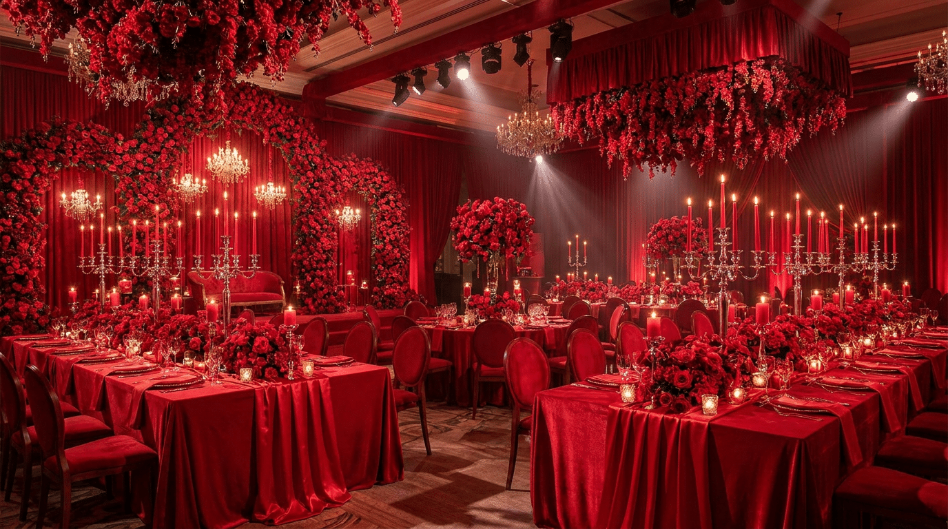 Mariage monochrome rouge : idées déco audacieuses pour un amour fou